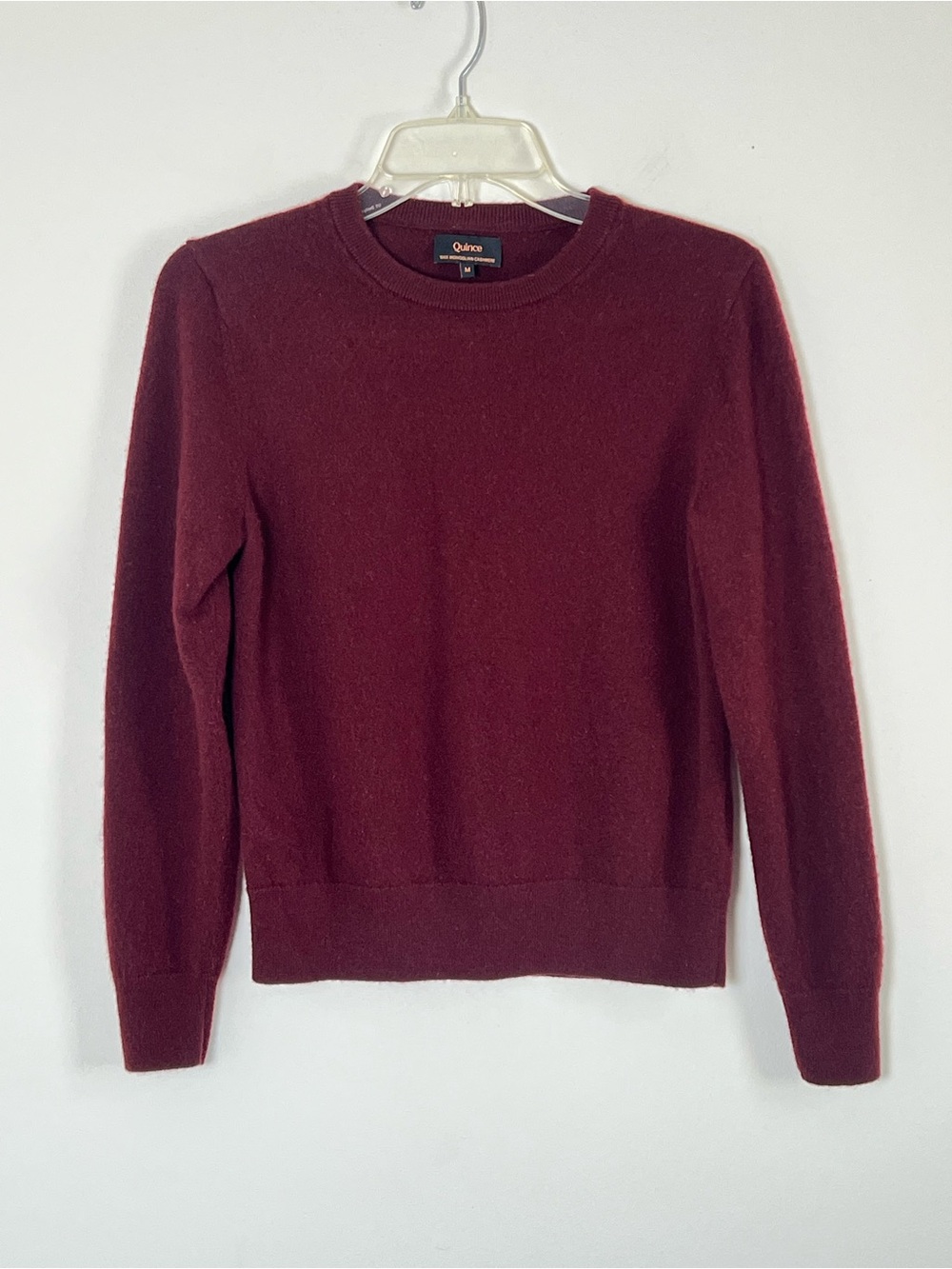 Quince Mongolian Cashmere Crewneck Sweater Rich Burgundy Red Medium M